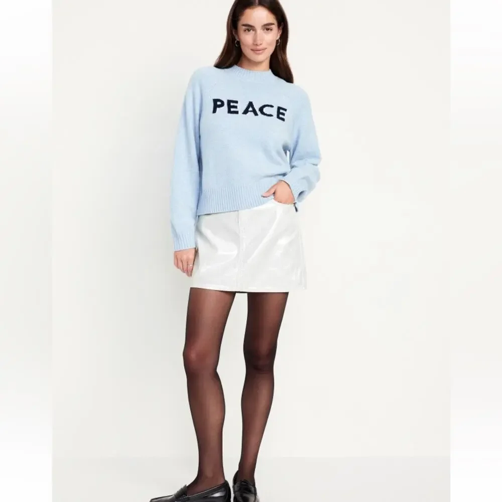 Old Navy Silver Shine Mid-Rise OG Mini Skirt